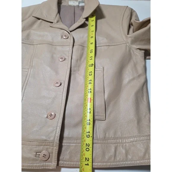 NEWPORT NEWS Easy Style 100% Genuine Leather-Beige Jacket Womens Size 8 - Picture 8 of 8